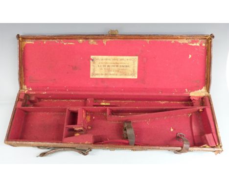 Army &amp; Navy leather and canvas bound shotgun case with fitted interior and 'Army &amp; Navy Co-Operative Society Ltd., No