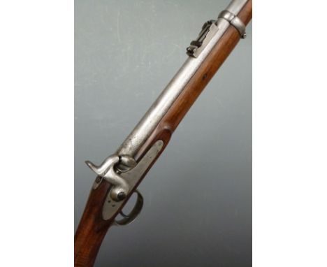 Tipping and Lawden percussion hammer action rifle with named and line engraved lock, engraved hammer, steel, trigger guard, b