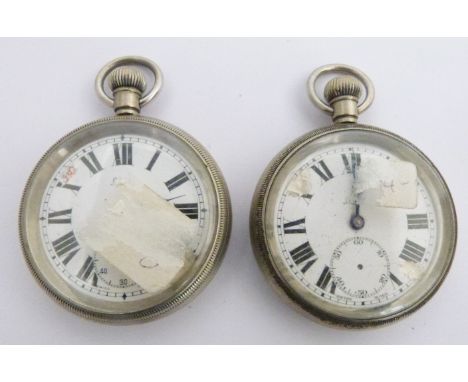 Two British Railways Midland Region Limit keyless winding open faced pocket watches, both with subsidiary seconds dial, blued