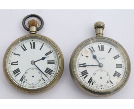 Two keyless winding open faced pocket watches, one a Limit British Railways Midland region the other London Midland and Scott