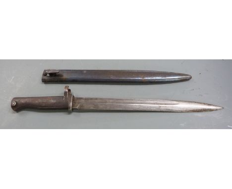 German 88/98 pattern Ersatz all steel bayonet stamped 8825 to crosspiece, with 30cm fullered blade and scabbard