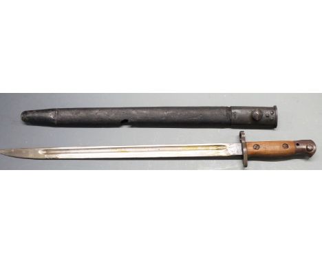 British&nbsp; 1907 pattern sword bayonet with cleaning hole to pommel, some clear stamps to ricasso&nbsp;and Chapman to 43cm 