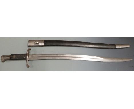 British 1856/58 pattern sword bayonet with some clear stamps, 58cm fullered yataghan blade, with scabbard&nbsp;