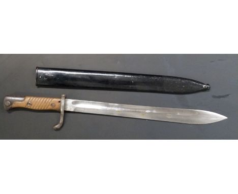 German 1898/05 pattern bayonet early type with part muzzle ring and no flashguard, clear stamps, Simson &amp; Co makers, 37cm