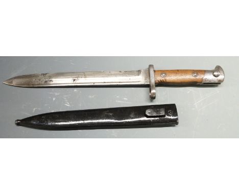 German 1871/84 pattern bayonet with WC Schilling&nbsp;to ricasso, 25cm fullered blade and scabbard