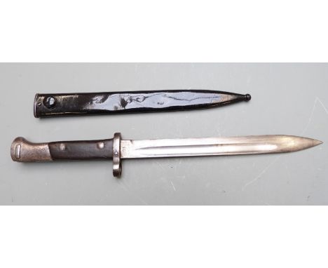 Czechoslovakia 1924 pattern bayonet with muzzle ring, CSZ to ricasso, 25cm fullered blade and scabbard