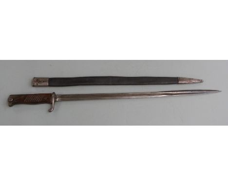 German 1898 pattern original bayonet for the Mauser rifle, stamped B 20.R 4.25 to guard and B20 R 440 to scabbard throat, wit