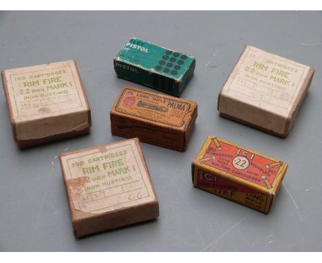 A collection of .22 rifle cartridges, all in vintage boxes. PLEASE NOTE THAT A VALID RELEVANT REGISTERED FIREARMS DEALERS CER