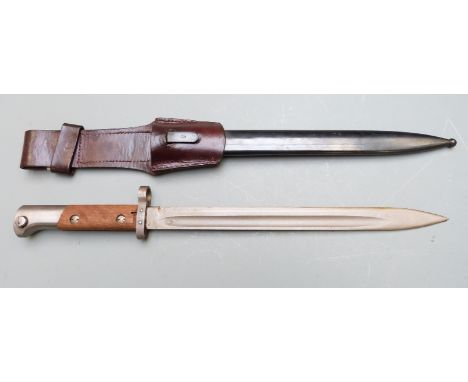 Czechoslovakia 1924 pattern bayonet stamped tgf to pommel, 30cm fullered blade, with scabbard and frog