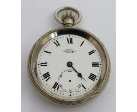 Great Western Railway Kays keyless winding open faced pocket watch with subsidiary seconds dial, black Roman numerals, blued 