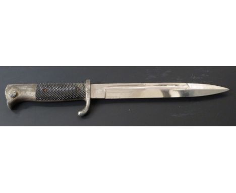 German KS98 pattern bayonet with W K and C maker's mark to ricasso and 20cm fullered blade&nbsp;