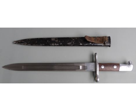 Swiss 1889/99 pattern Schmidt Rubin knife bayonet, Waffenfabrik Neuhauser to ricasso, 476561 to crossguard, 30cm fullered bla