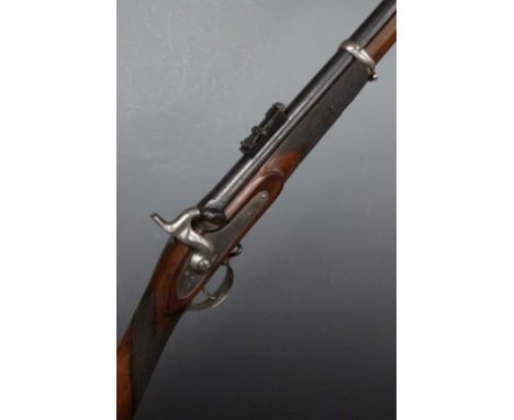 W B Barratt Enfield 1860 pattern private purchase or officer's percussion hammer action rifle with lock stamped with crown an