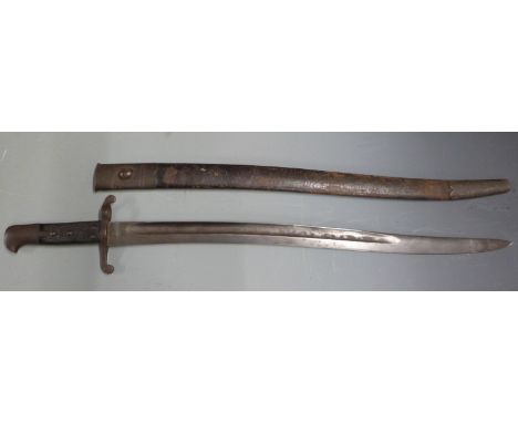 British 1856/58 pattern sword bayonet with some clear stamps, 58cm fullered yataghan blade, with scabbard&nbsp;