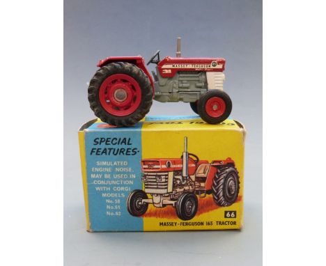Corgi Toys diecast model Massey Ferguson '165' Tractor with red and grey body and red hubs, 66, in original box.&nbsp;