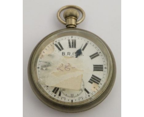 British Railways Scottish Region keyless winding open face pocket watch with subsidiary seconds dial, black Roman numerals, b