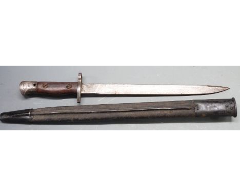 British 'Indian' pattern bayonet No1 Mk2 with false edge to 30cm&nbsp;blade, clear stamps including RFI to ricasso, with scab