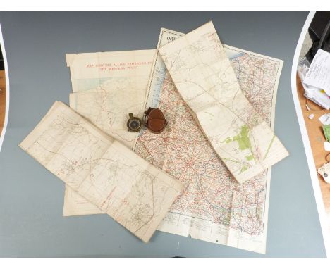 British Army WWI compass Verners pattern No. 112189 dated 1917, with&nbsp;A. Russell-Wilson The Black Watch to leather case, 