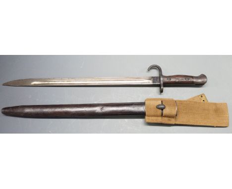 British Army Wilkinson 1907 pattern bayonet with hooked quillon and clean stamps to ricasso, with possible regimental marking