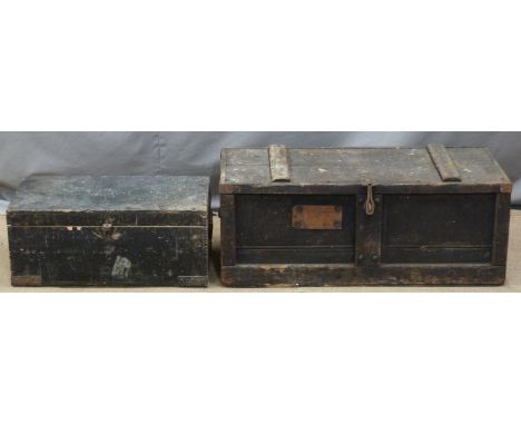 Two vintage tool chests with woodworking and engineering tools