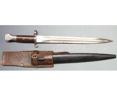 British 1888 pattern bayonet Mk1 second type with grip plates secured by two rivets, clean stamps to ricasso and pommel, blad