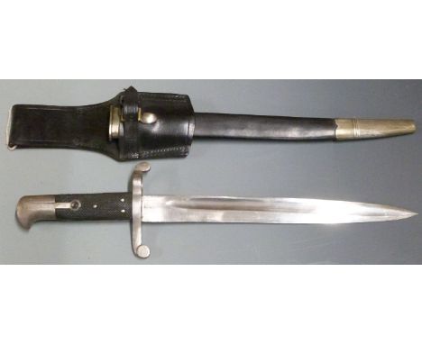 British 1860 pattern Cadet sword bayonet, with fullered blade shortened to 31cm, scabbard and frog&nbsp;