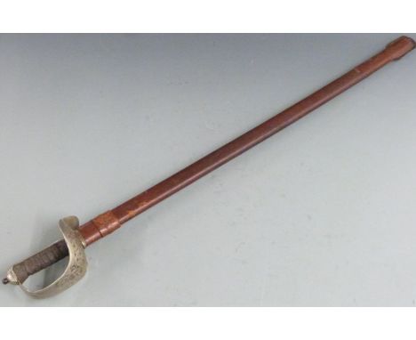British Army 1897 pattern officer's sword with George V&nbsp;cypher to 80cm blade and leather scabbard