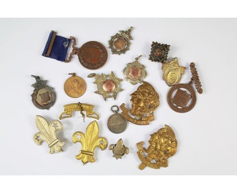 Miscellaneous Medals, Cap Badges and Medallions, including six silver medallions, two Artists Rifles cap badges, National Rif