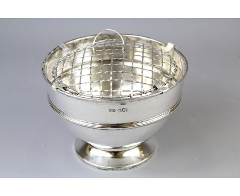 A George V Silver Rose Bowl. The rose bowl raised on pedestal base, approx 11 cms h x 16 cms d, approx 317 gms, mm S &amp; Co