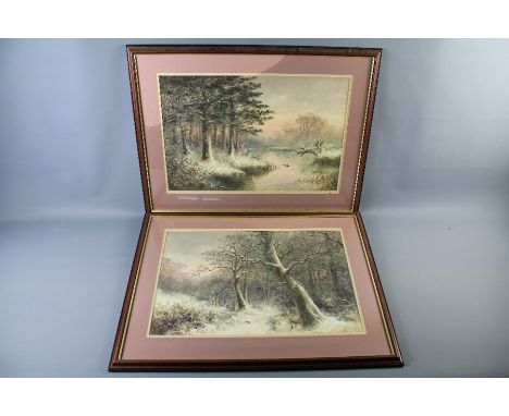 William Wells Quartermain (1857-1930) A Pair of Water-colours. the paintings depicting Winter Landscape, the first a frozen r