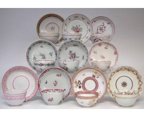Four Factory X teabowls and saucers, also six other examples by Keeling, Ridgway, Machin and Factory Q type, (10) Condition r
