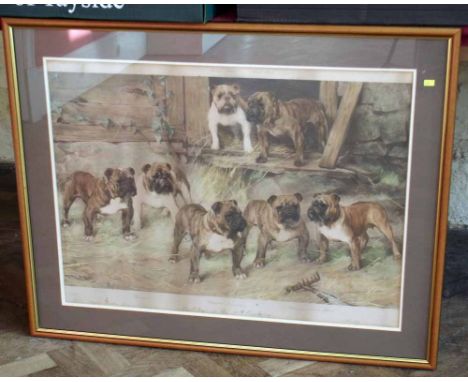 After Arthur Wardle, "Bulldogs of the 20th century", large ramed print. Condition report: see terms and conditions