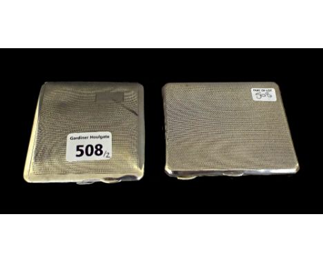 Two 1930s engine turned cigarette cases, makers Joseph Gloster Ltd and Samuel M Lepi Ltd, both Birmingham 1935, 4" and 3.5" l