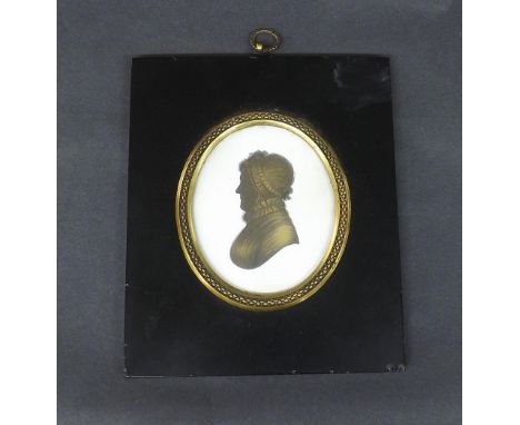 Attributed to John Field (c. 1810) - Portrait of a lady, wearing period costume and lace bonnet, inscribed on a later label a