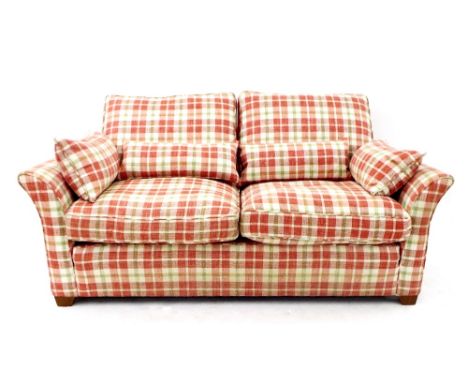 Good tweed upholstered two seater feather stuffed sofa, 70" long x 34" high and 40" deep