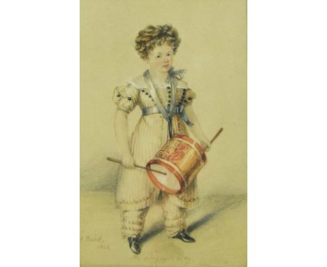 Adam Buck (1759-1833) - portrait of George Henry Law of Chester, playing the drums above an inscription 'me play, you sing', 
