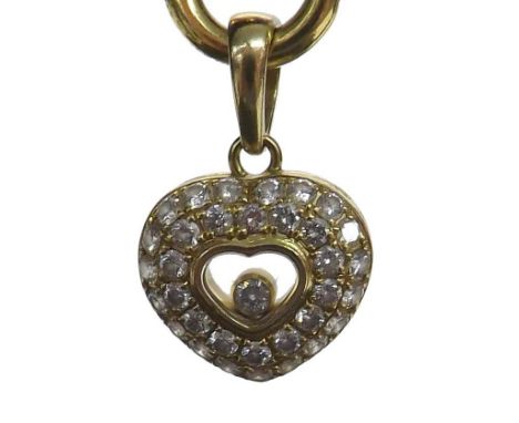 Chopard Happy Diamonds heart shape 18ct yellow gold pendant, signed, no. 9775698 79/5362, 3.8gm, 22mm x 13.5mm