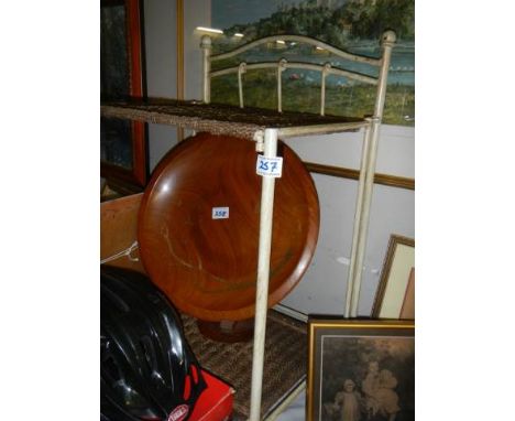 A metal and Raffia shelf unit, COLLECT ONLY. 