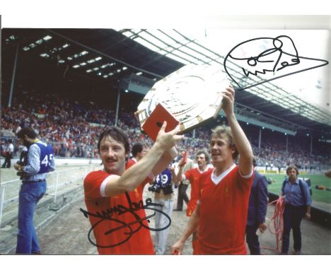 Jimmy Case and Phil Neal Liverpool Signed 12 x 8 inch football photo. Good Condition. All autographed items are genuine hand 