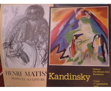 Three art exhibition posters: Magritte, Kandinsky, and Matisse. 