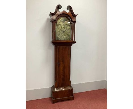 An XVIII Century Mahogany Eight-Day Moonface Longcase Clock, the brass dial inscribed "Blaycock Longtown" with Roman and Arab