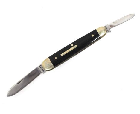 A Stan Shaw Two Blade Pocket Knife, with polished horn scales and nickel silver bolsters, 9cm long.