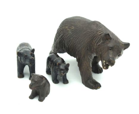 An Early XX Century Black Forest Bear, with three Black Forest bear cubs. (4)