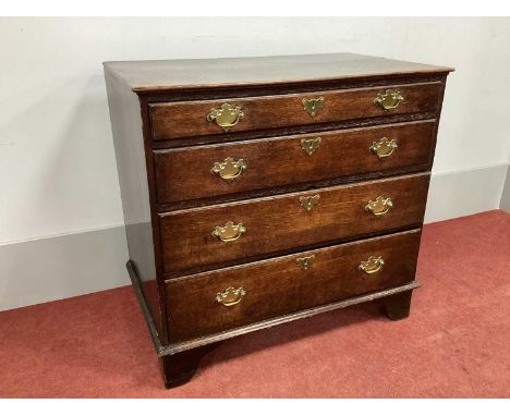 A Late XVIII Century Oak Chest of Drawers, with four graduated drawers on (later) bracket feet, 87cm wide.