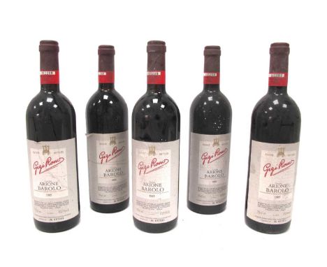 Wine - Barolo Gigi Rosso Cascina Arione 1985, numbered bottles, 75cl., 13.5% vol. (5 Bottles.)