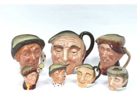 A Large Royal Doulton Pottery Character Jug 'Farmer John', 17cm high and a small version 8cm high, a matching ashtray, a Roya