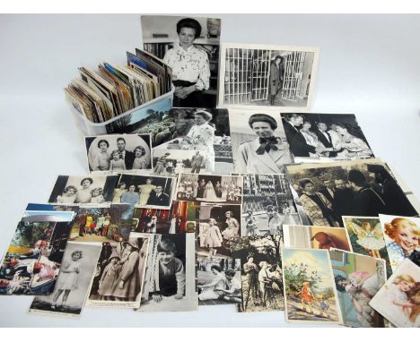 A Box of 1930's and Late Picture Postcards and Royal Press Photographs, to include: comic, children's - Mabel Lucie Attwell n