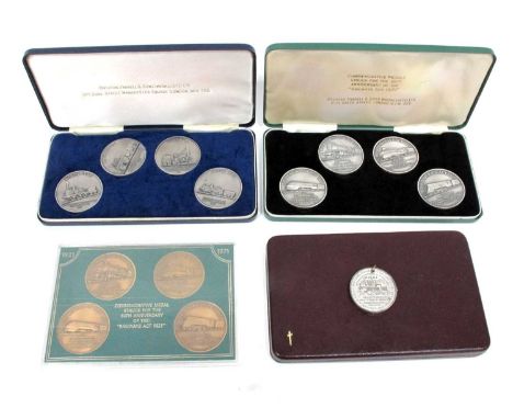 Railway Interest: A Cased Set of Four Medals, to commemorate the 50th Anniversary of the Railway Act 1921, two other similar 