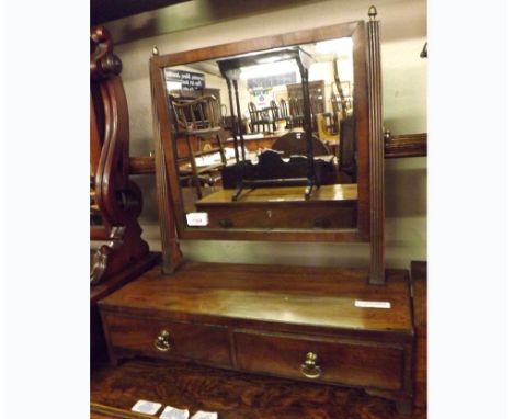 A 19th Century Mahogany Dressing Table Mirror, two drawer base, raised on bracket feet, 18” wide 