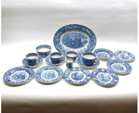 A Mixed Lot of various 19th and 20th Century Wedgwood Ferrara Tea and Table Wares, comprising an oval Platter; three Tea Cups